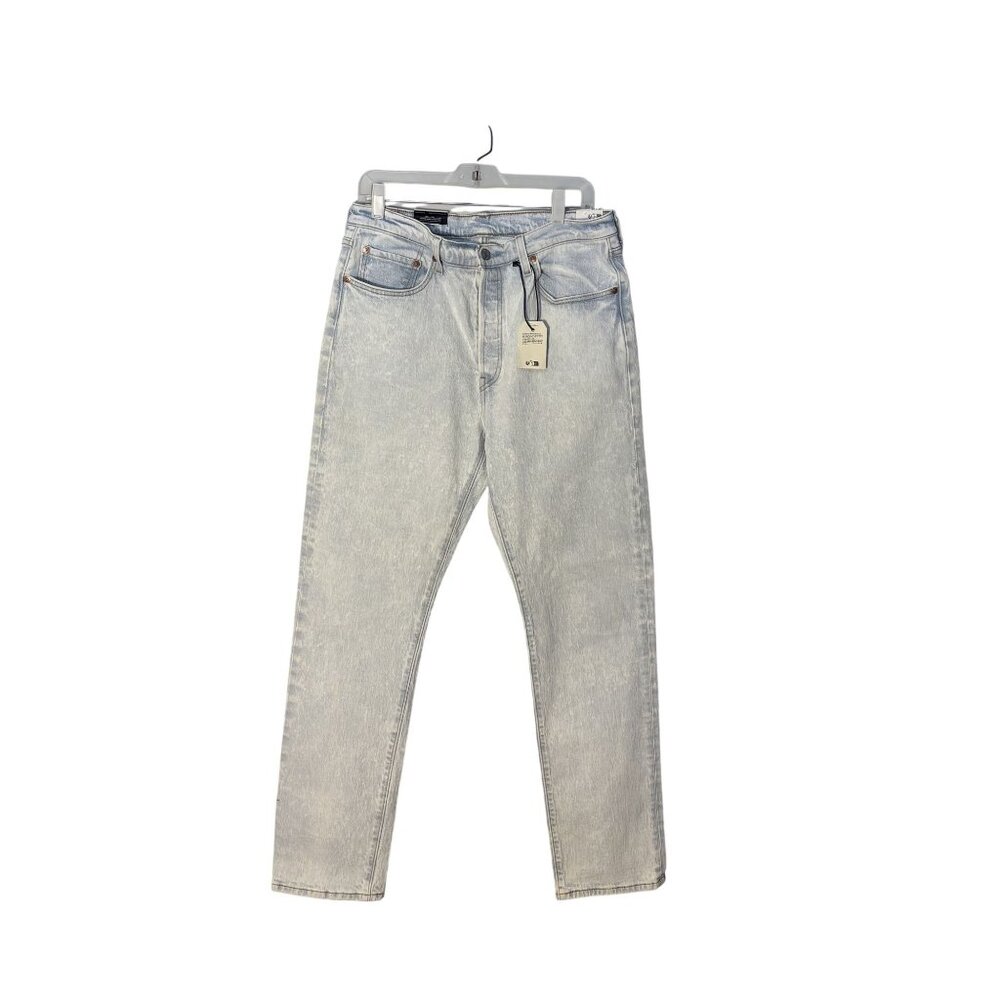 Levis Premium 501 Original Light Wash Denim Jeans Button Fly Straight Fit